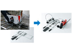 建ロボテック<br>設置簡単で広範囲作業の全自動鉄筋結束システム「DUO」開発。